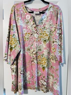 Pink Floral with Embroidery Top